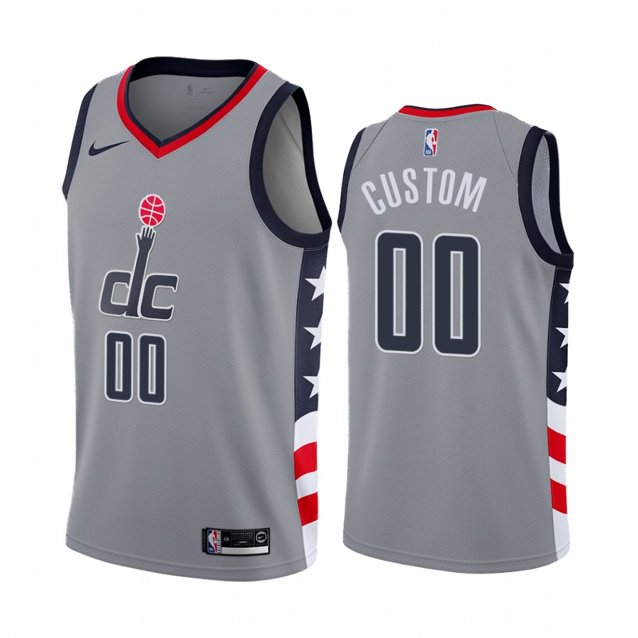 Men\'s î€€Washingtonî€ î€€Wizardsî€ 2020 Grey City Edition Customized Stitched NBA ...