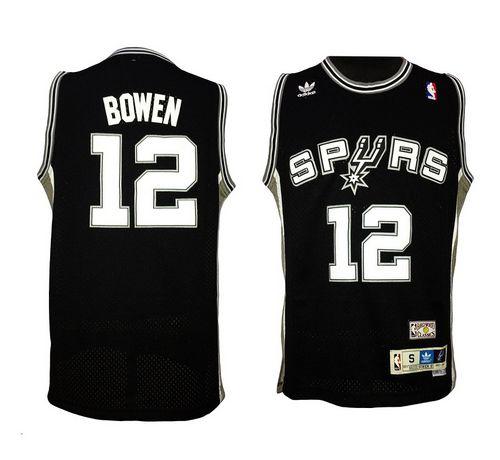 Spurs #12 Bruce Bowen Black Throwback Stitched NBA Jersey