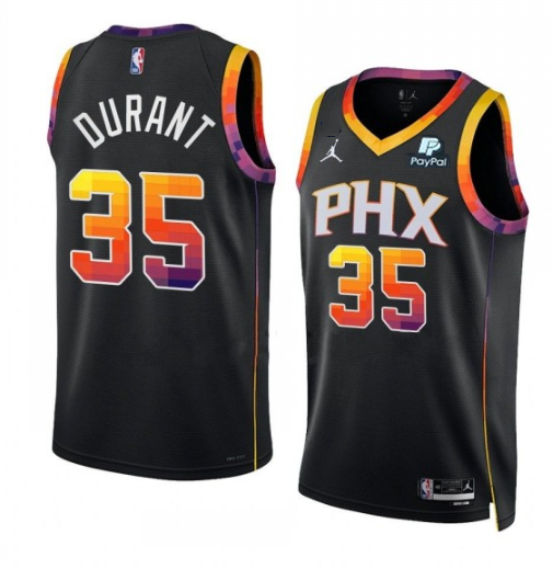 Men's Phoenix Suns #35 Kevin Durant Black 2022/23 Statement Edition With No.6 Patch Stitched Basketball Jersey