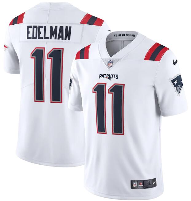 Men's New England Patriots #11 Julian Edelman 2020 White Vapor ...