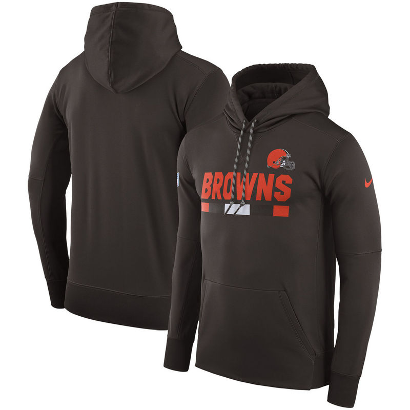 Men's Cleveland Browns Nike Brown Sideline Team Name Performance Pullover Hoodie [NikeNFL-Browns 